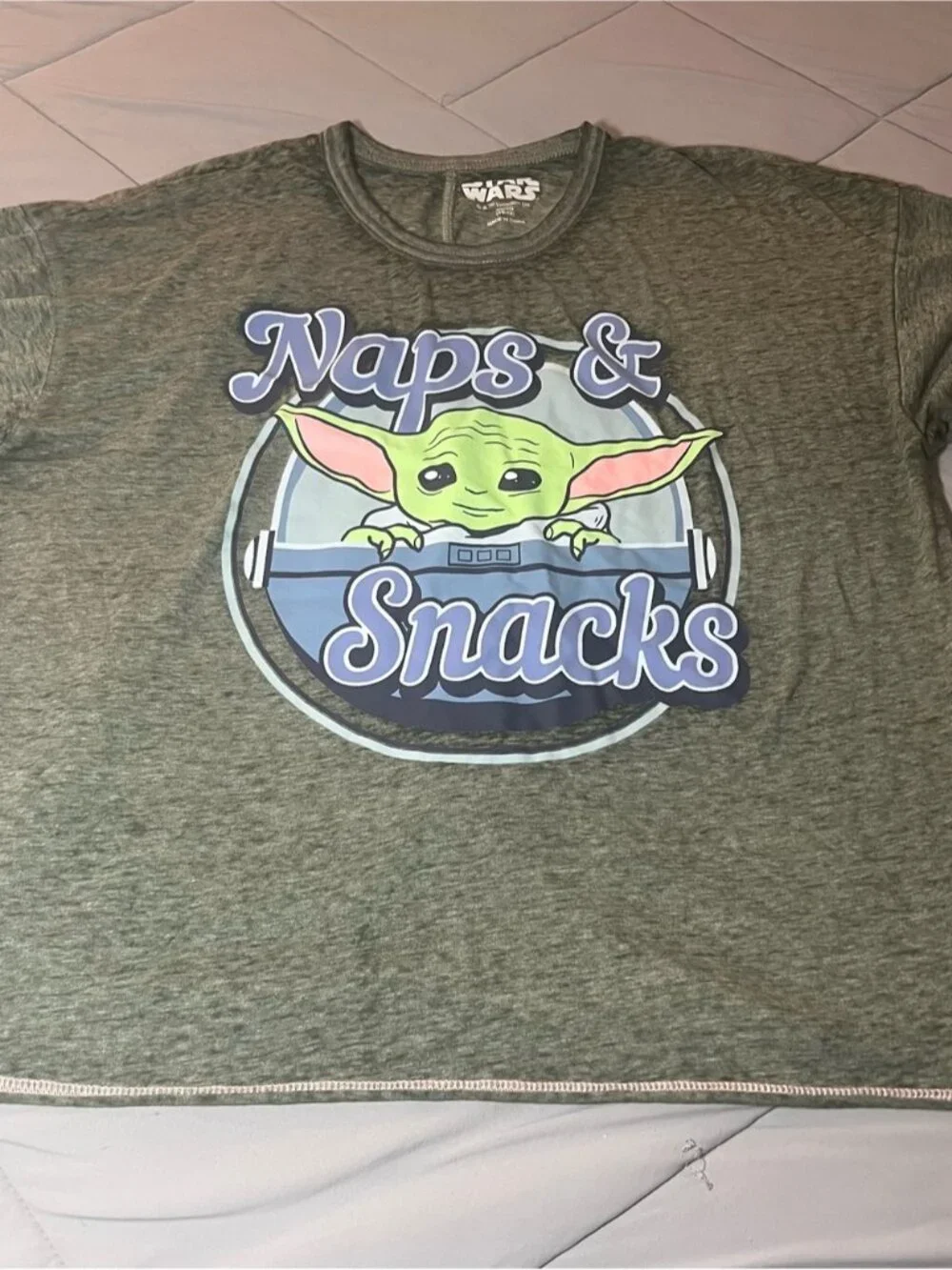 Star Wars Grogu Naps & Snacks Heather Gray Tee